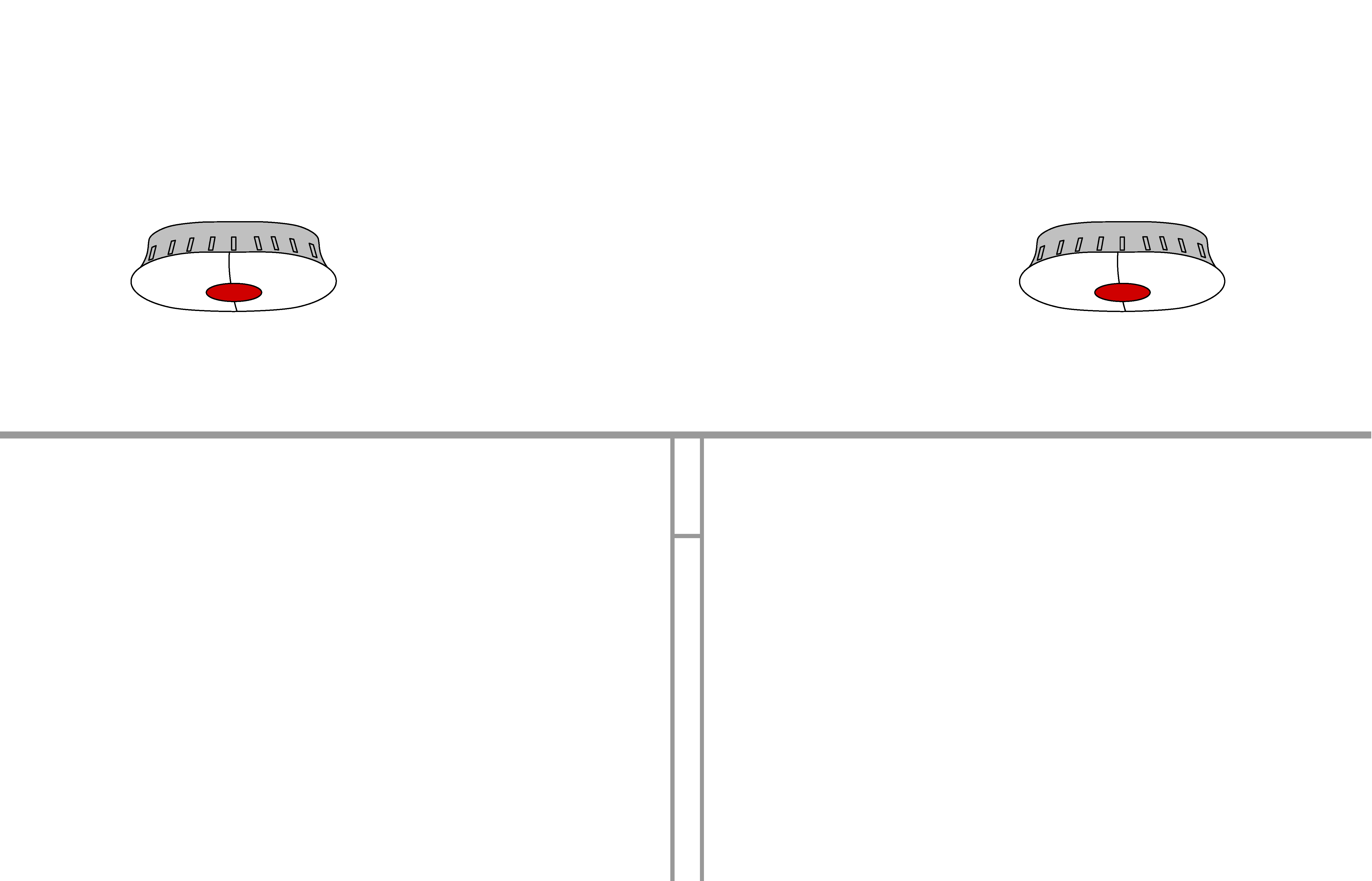 MAUS WiFi Smoke Detector — εικονογράφηση δύο διασυνδεδεμένων ανιχνευτών καπνού στο ταβάνι