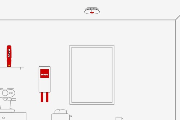MAUS WiFi Smoke Detector on a kitchen ceiling